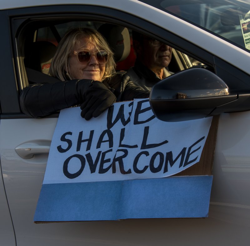 Positive messages of strength and fortitude were seen in the procession.